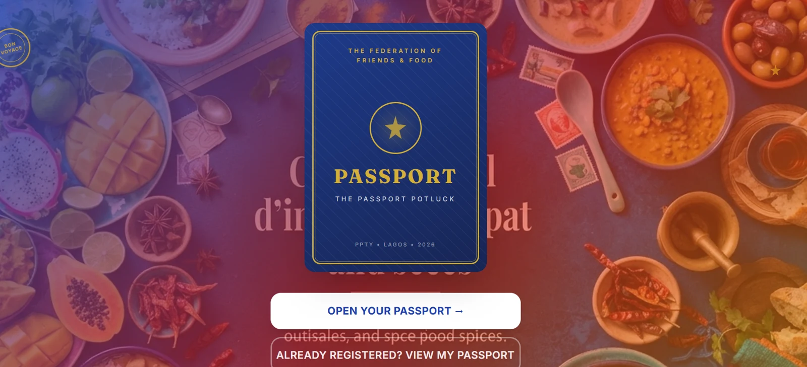 The Passport Potluck: original project interface